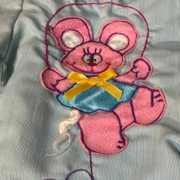 Vintage Krazy Kritters Infant Overalls 18M Blue & Turquoise Cotton Romper With P - Picture 2 of 6